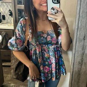 Floral Blue Women's Top